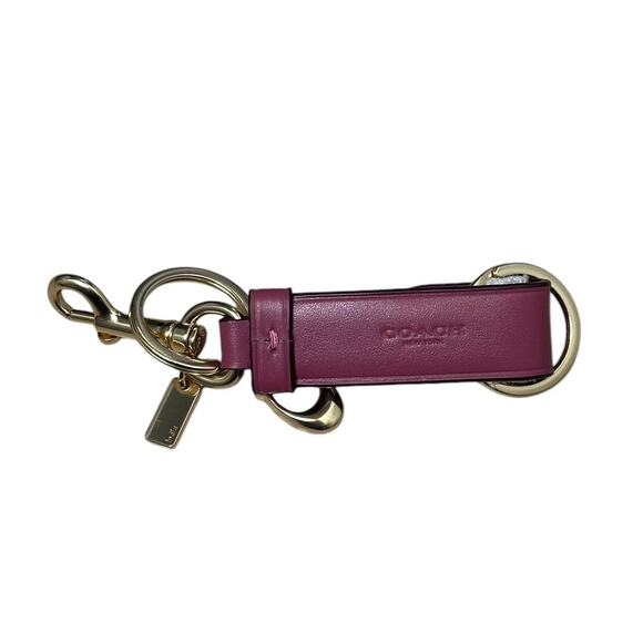 Coach Trigger Snap Bag Charm Refined Leather Key Chain FOB Light Raspberry - Picture 4 of 9